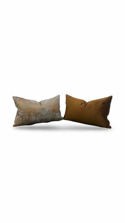 Brown and Gray Pain Strokes 12x18" Knife Edge Decorative Lumbar Pillow