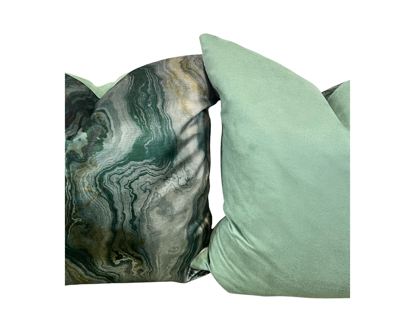 Green Velvet Abstract 22x22" Knife Edge Decorative Pillow