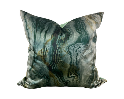 Green Velvet Abstract 22x22" Knife Edge Decorative Pillow