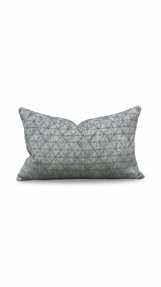 Pale Blue and Cream Geometric Patterned 12x18" Knife Edge Decorative Lumbar Pillow