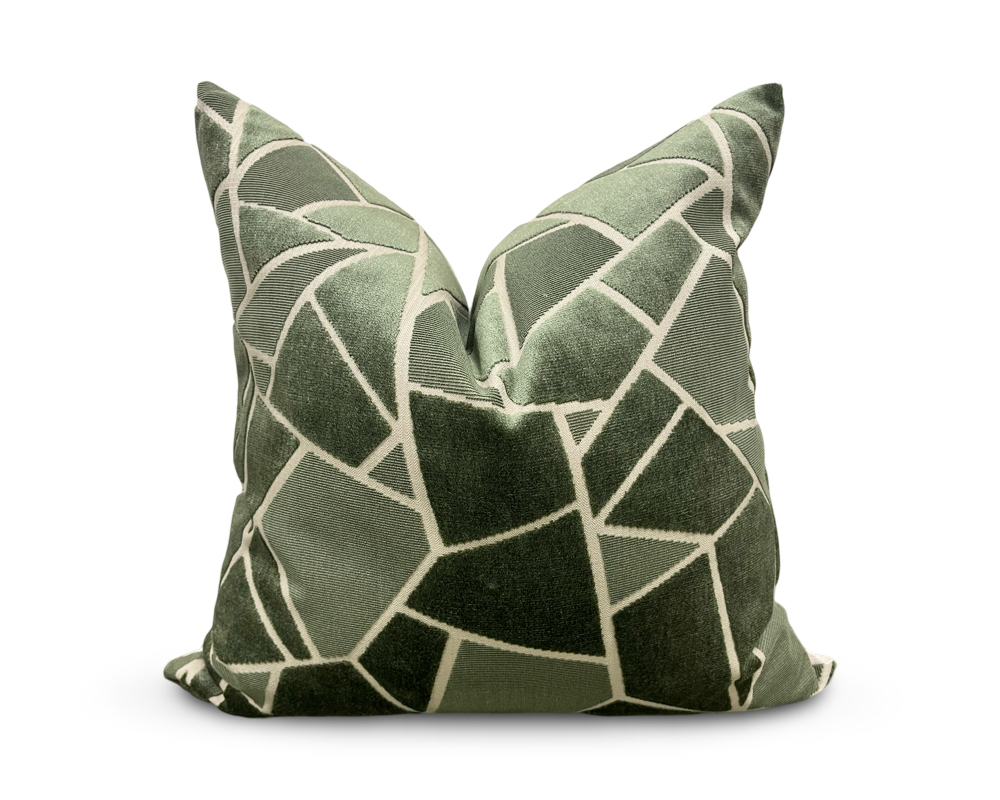 La Tortue Velvet Green 20x20" Knife Edge Decorative Pillow