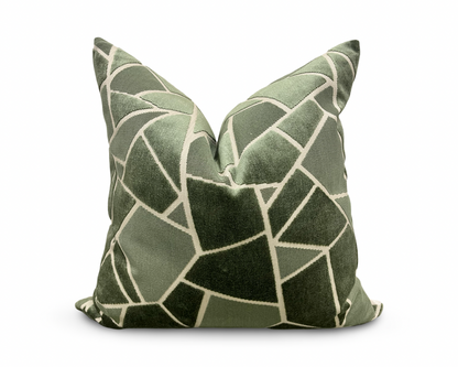 La Tortue Velvet Green 20x20" Knife Edge Decorative Pillow