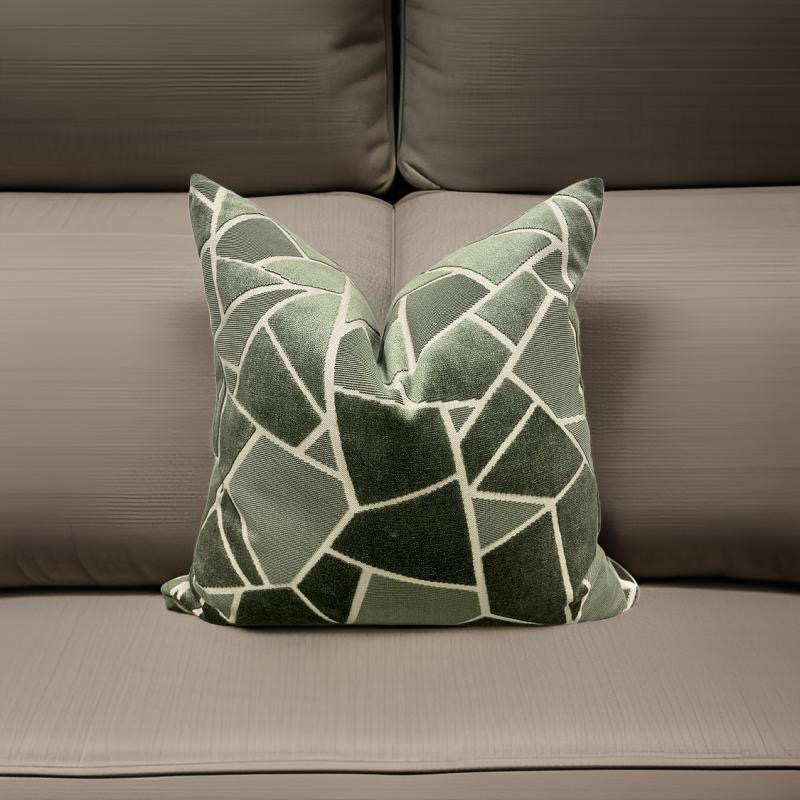 La Tortue Velvet Green 20x20" Knife Edge Decorative Pillow