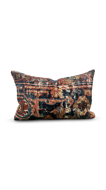 Oriental Inspired Shag 12x18" Knife Edge Decorative Lumbar Pillow