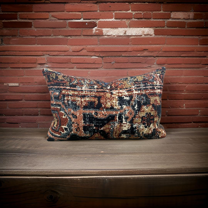 Oriental Inspired Shag 12x18" Knife Edge Decorative Lumbar Pillow