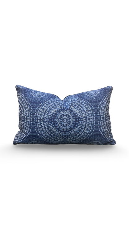 Batik Medallion Cobalt IO 12X18" Knife Edge Decorative Pillow