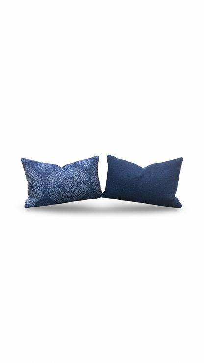 Batik Medallion Cobalt IO 12X18" Knife Edge Decorative Pillow