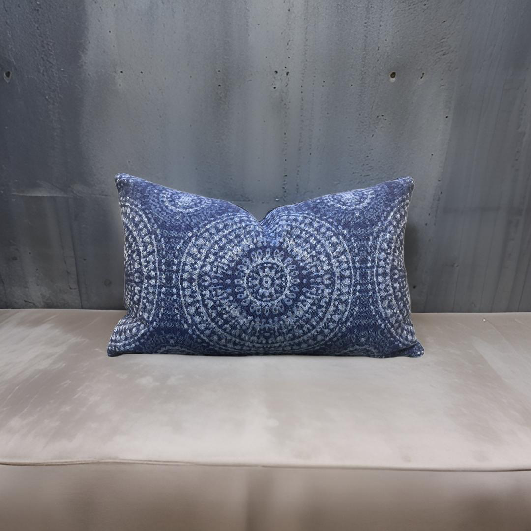 Batik Medallion Cobalt IO 12X18" Knife Edge Decorative Pillow