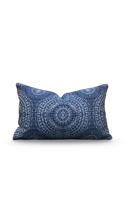 Batik Medallion Cobalt IO 12X18" Knife Edge Decorative Pillow