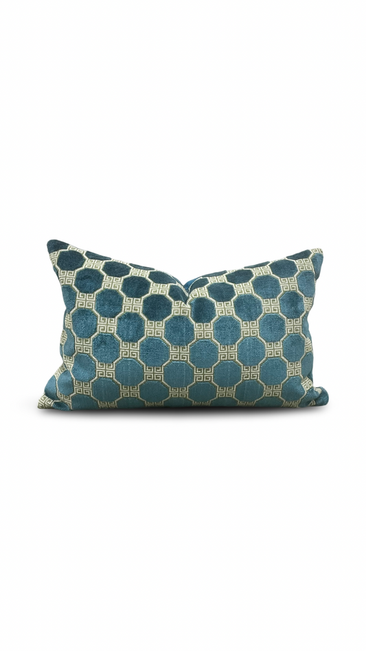 Octavia Velvet Peacock 12x18" Knife Edge Decorative Lumbar Pillow