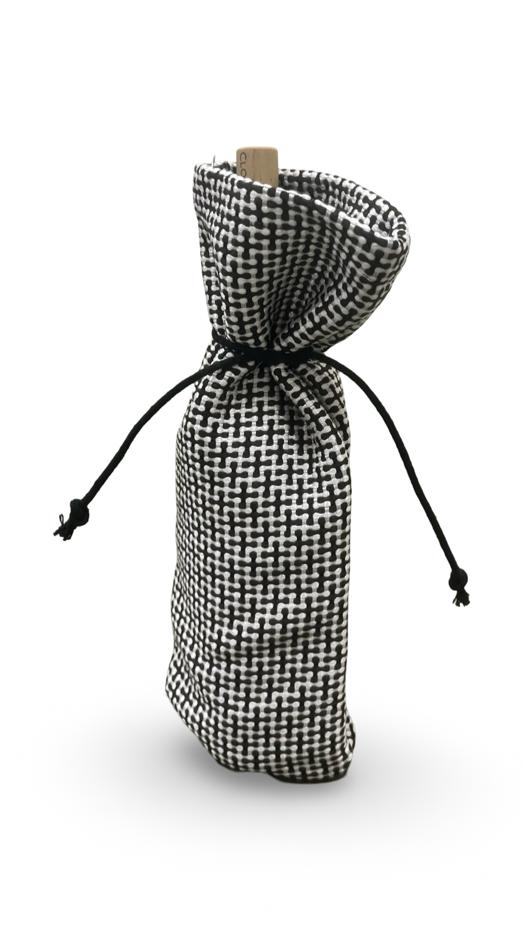 Brown and White Weave Wine Bottle Bag