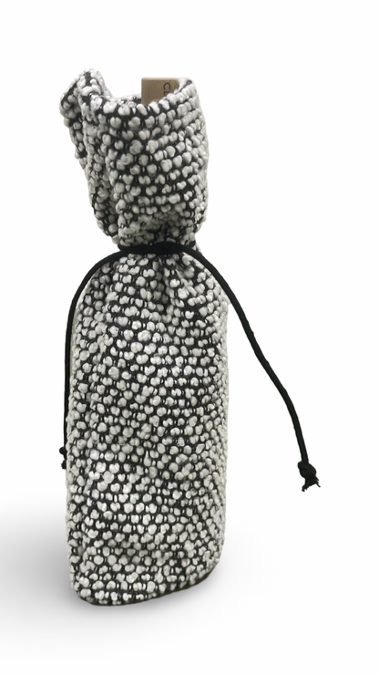 Grey and Cream Nubby textured Wine Bottle Bag