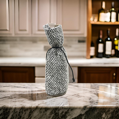 Grey and Cream Nubby textured Wine Bottle Bag