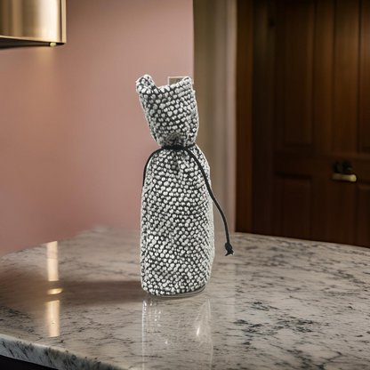 Grey and Cream Nubby textured Wine Bottle Bag