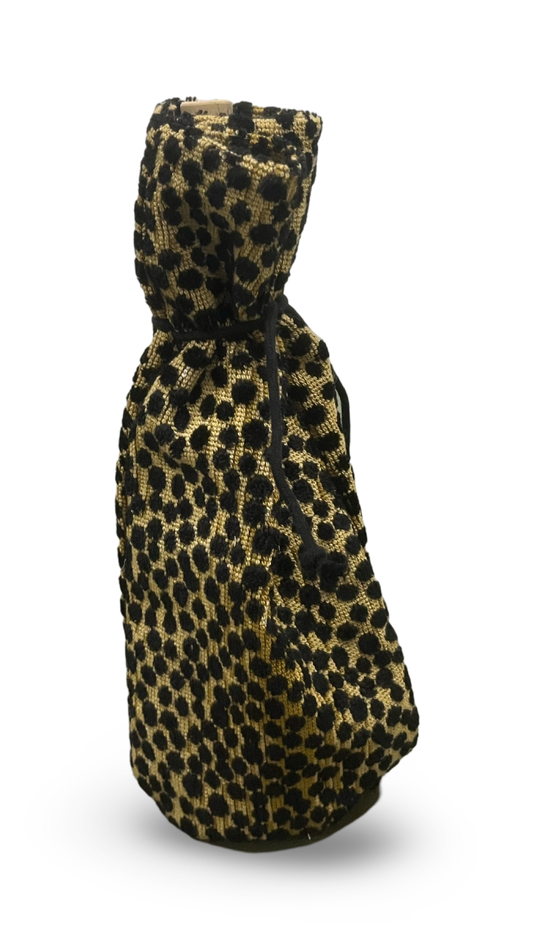 Leopard Print Textured Wine Bottle Bag