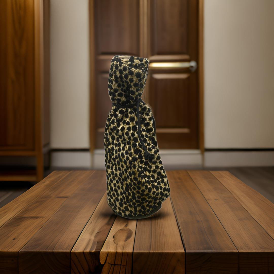 Leopard Print Textured Wine Bottle Bag