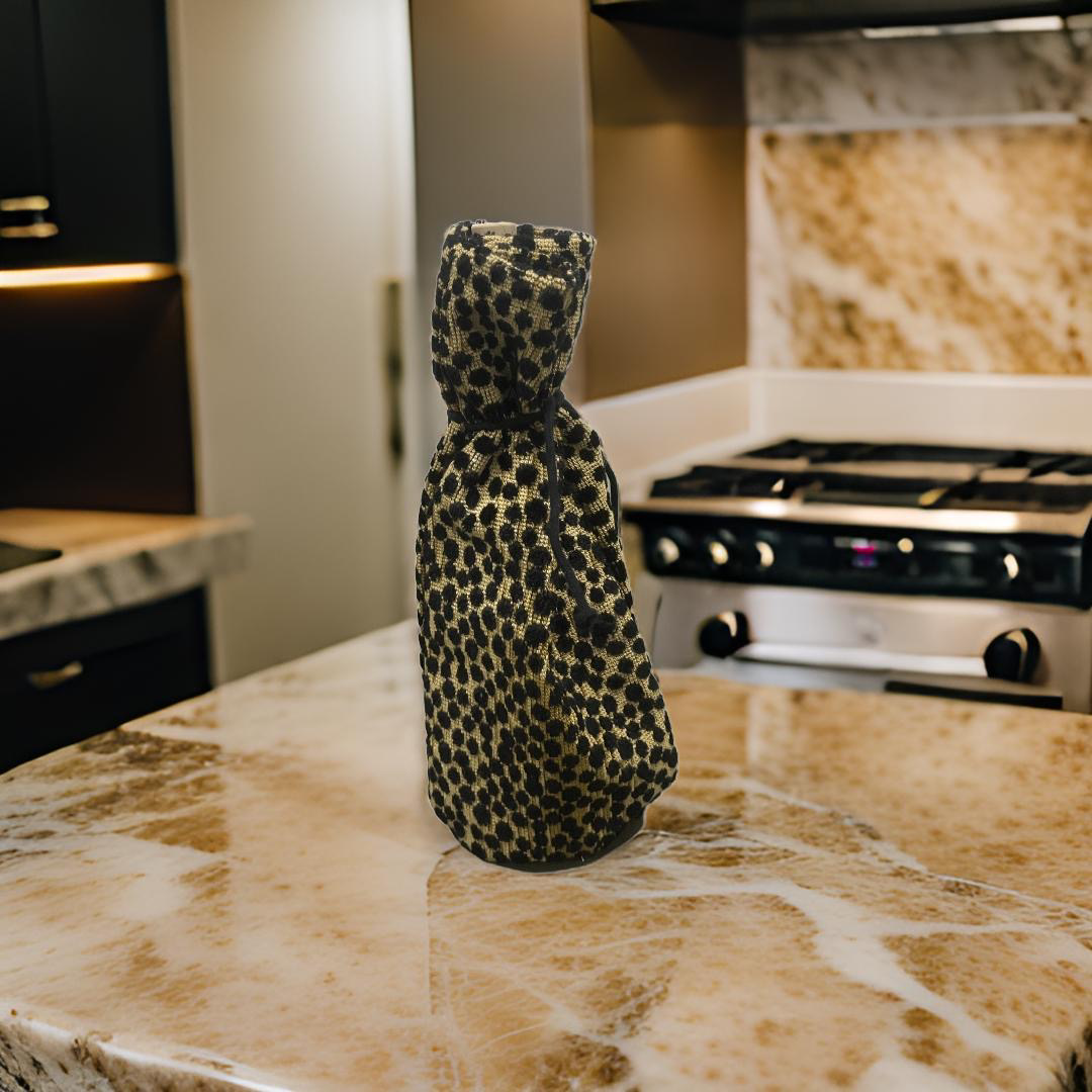 Leopard Print Textured Wine Bottle Bag