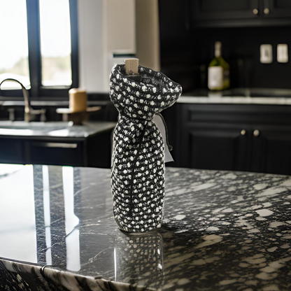 Charcoal with Raised Knots Wine Bottle Bag